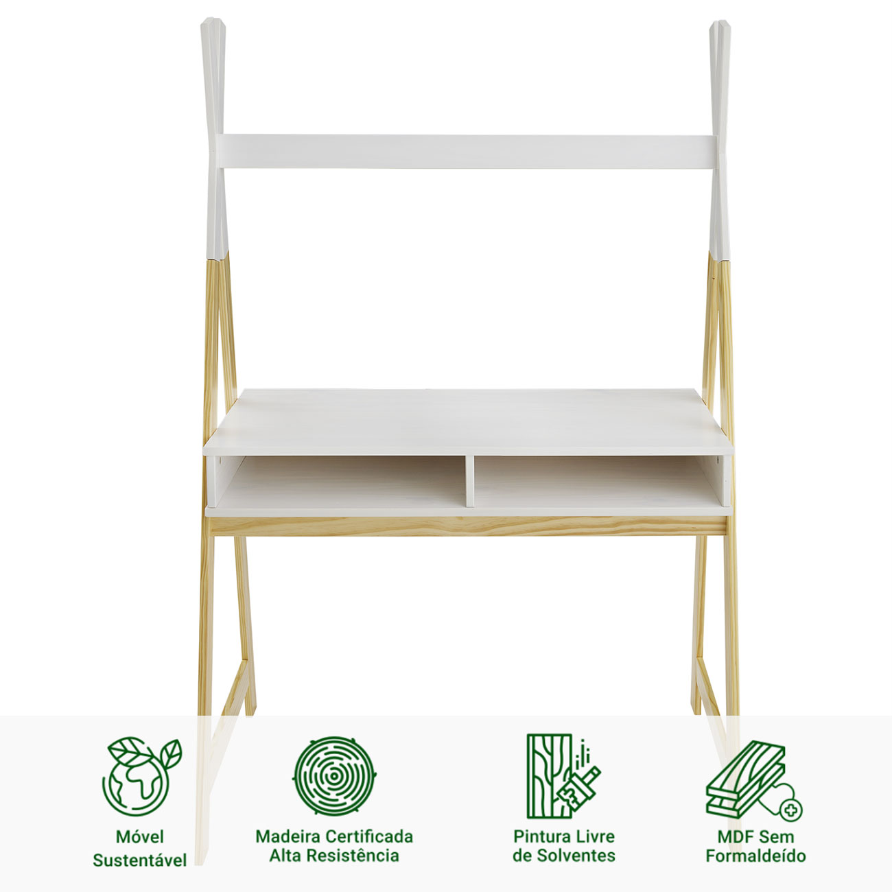 Mesa Infantil Escrivaninha Madeira Montessoriana Cabana 2 Nichos Simi