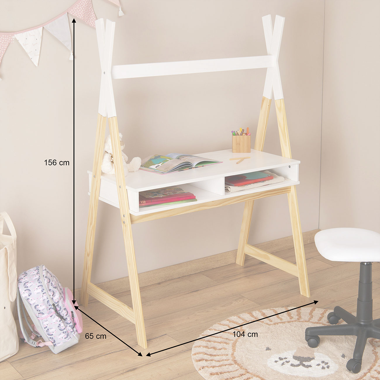 Mesa Infantil Escrivaninha Madeira Montessoriana Cabana 2 Nichos Simi