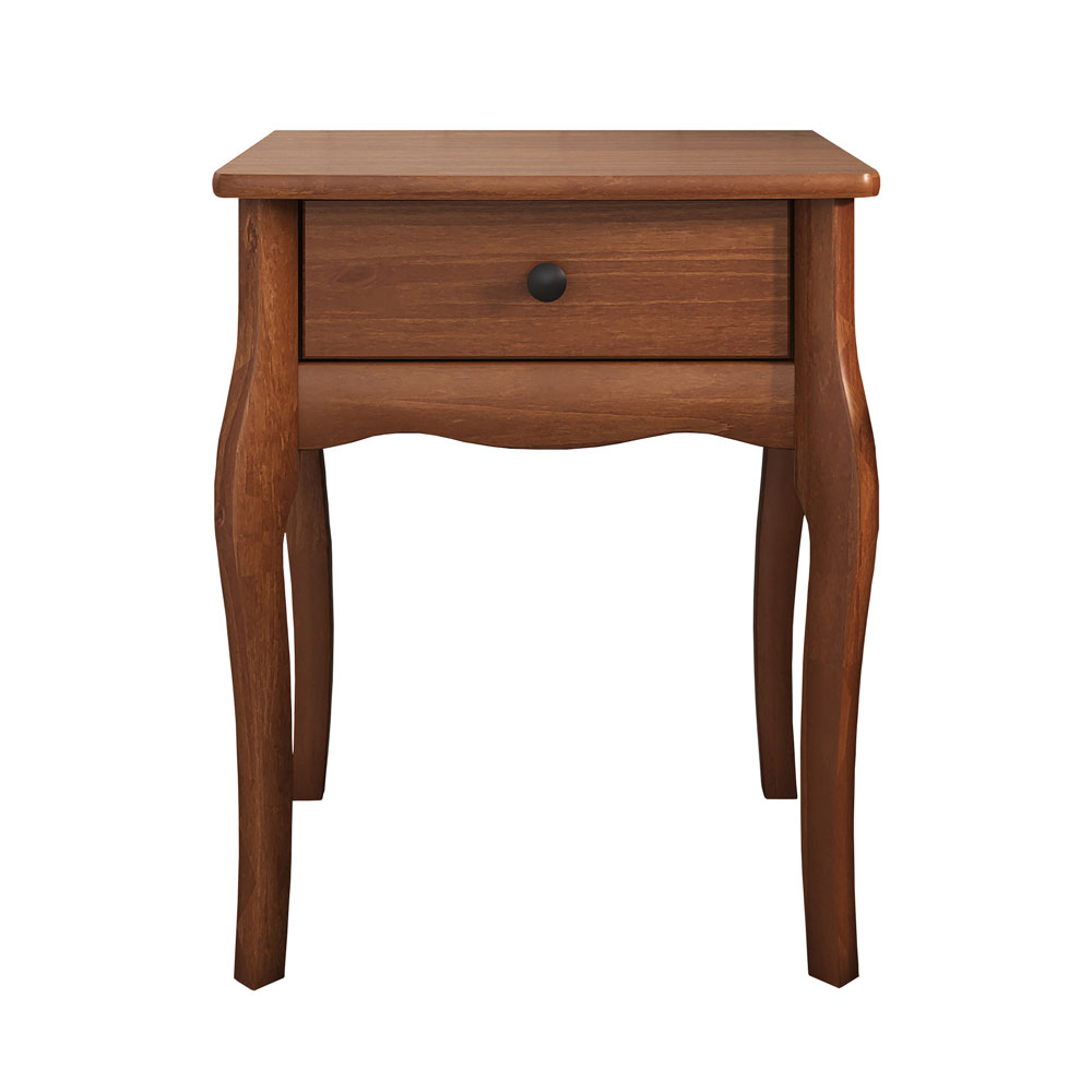 Mesa de Cabeceira Classica Pés Cabriolet 1 Gaveta  Castanho Leone