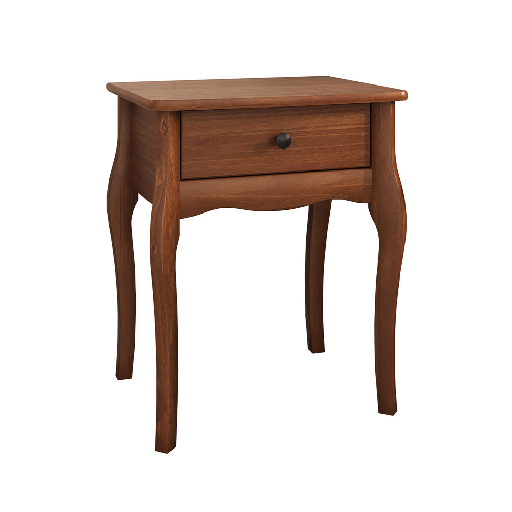 Mesa de Cabeceira Classica Pés Cabriolet 1 Gaveta  Castanho Leone