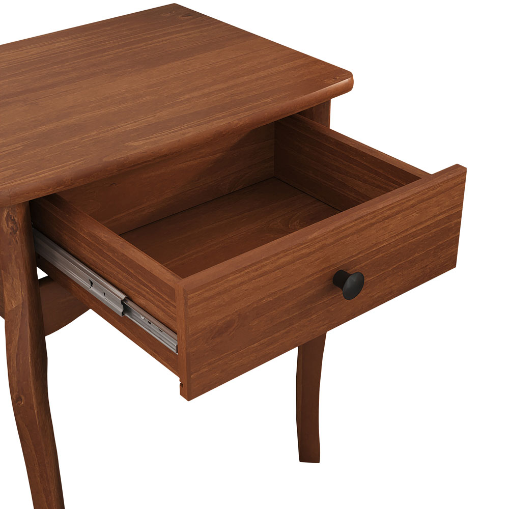 Mesa de Cabeceira Classica Pés Cabriolet 1 Gaveta  Castanho Leone