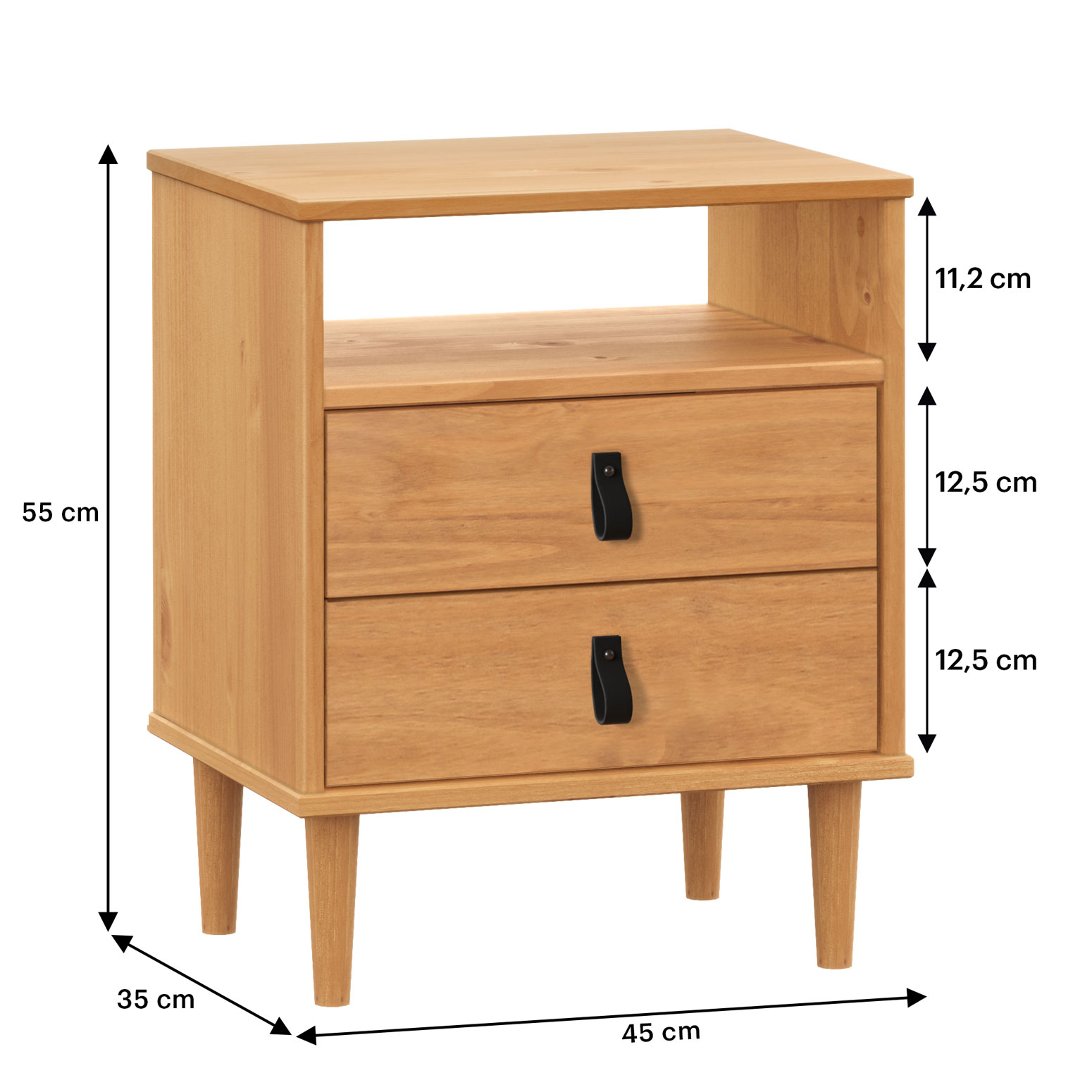 Mesa de Cabeceira Compacta Pés Altos 2 Gav 1 Nicho Madeira Mikka Freijó