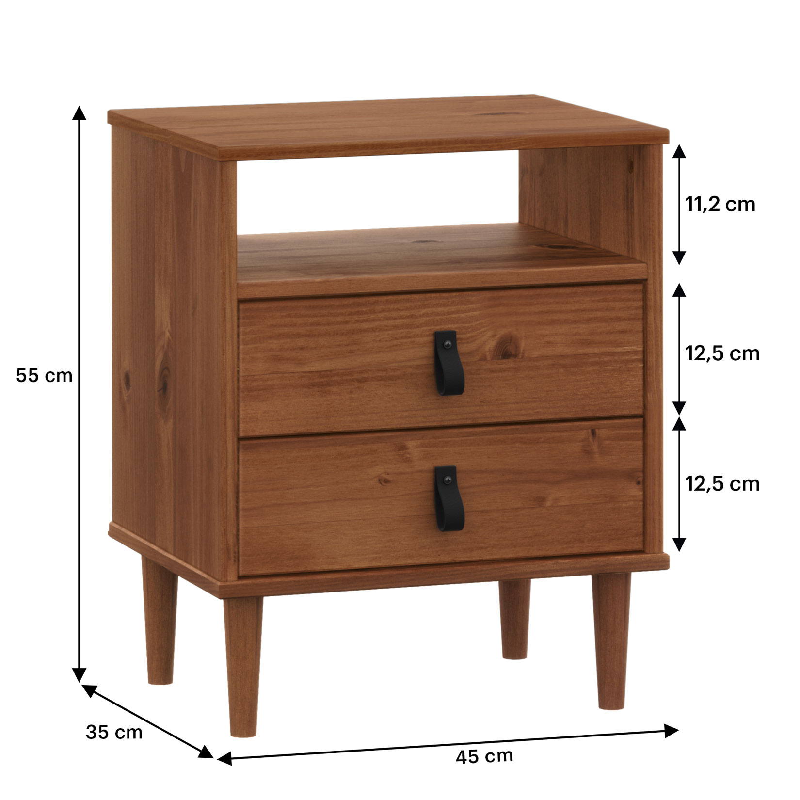 Mesa de Cabeceira Lateral Quarto Minimalista Madeira Mikka Castanho
