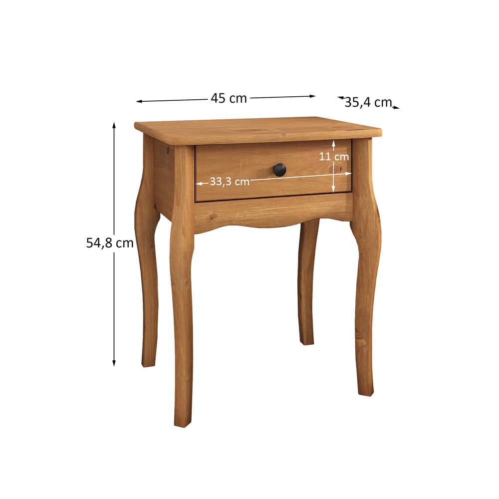 Mesa de Cabeceira Provençal 1 Gaveta Telescopica Freijo Leone