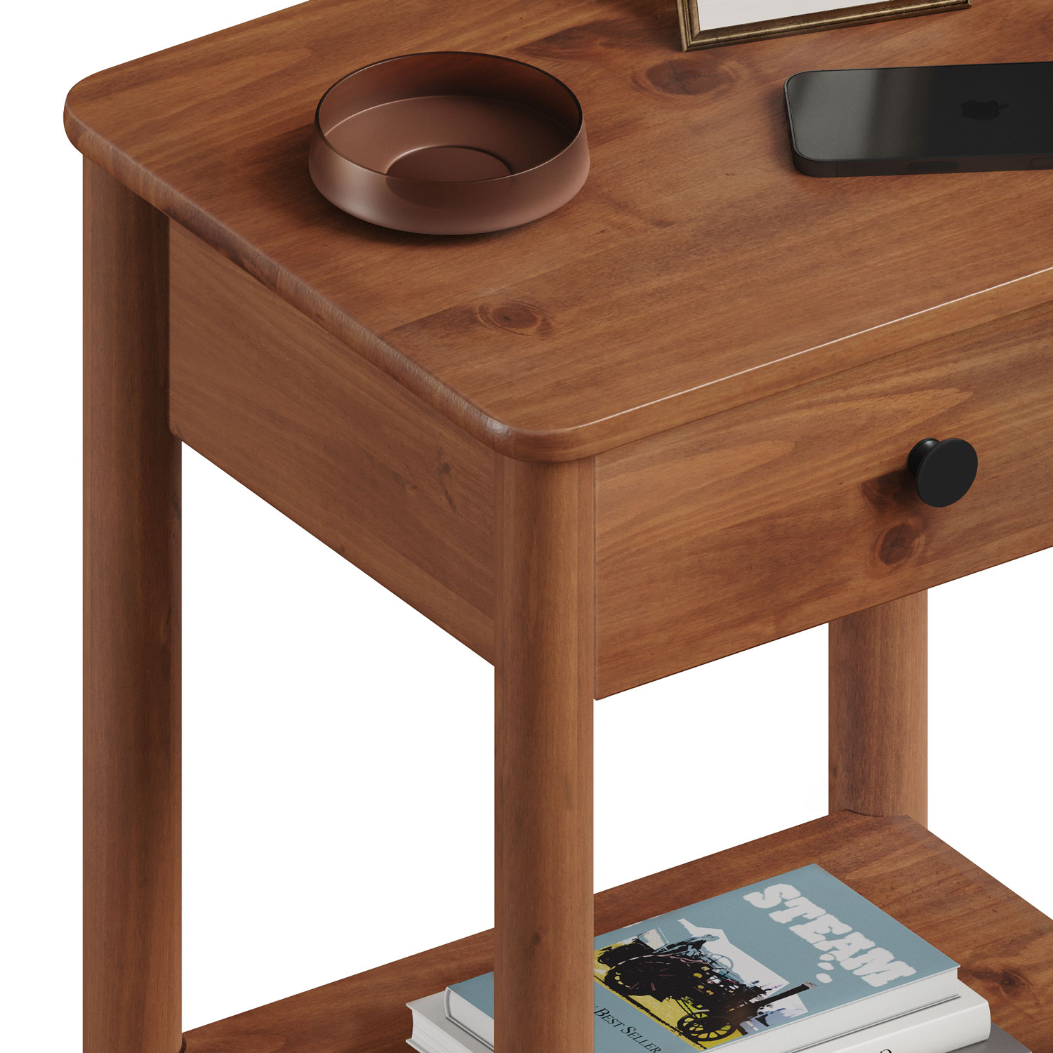 Mesa de Cabeceira Quarto Madeira 1 Gaveta Moderna Apoana Castanho