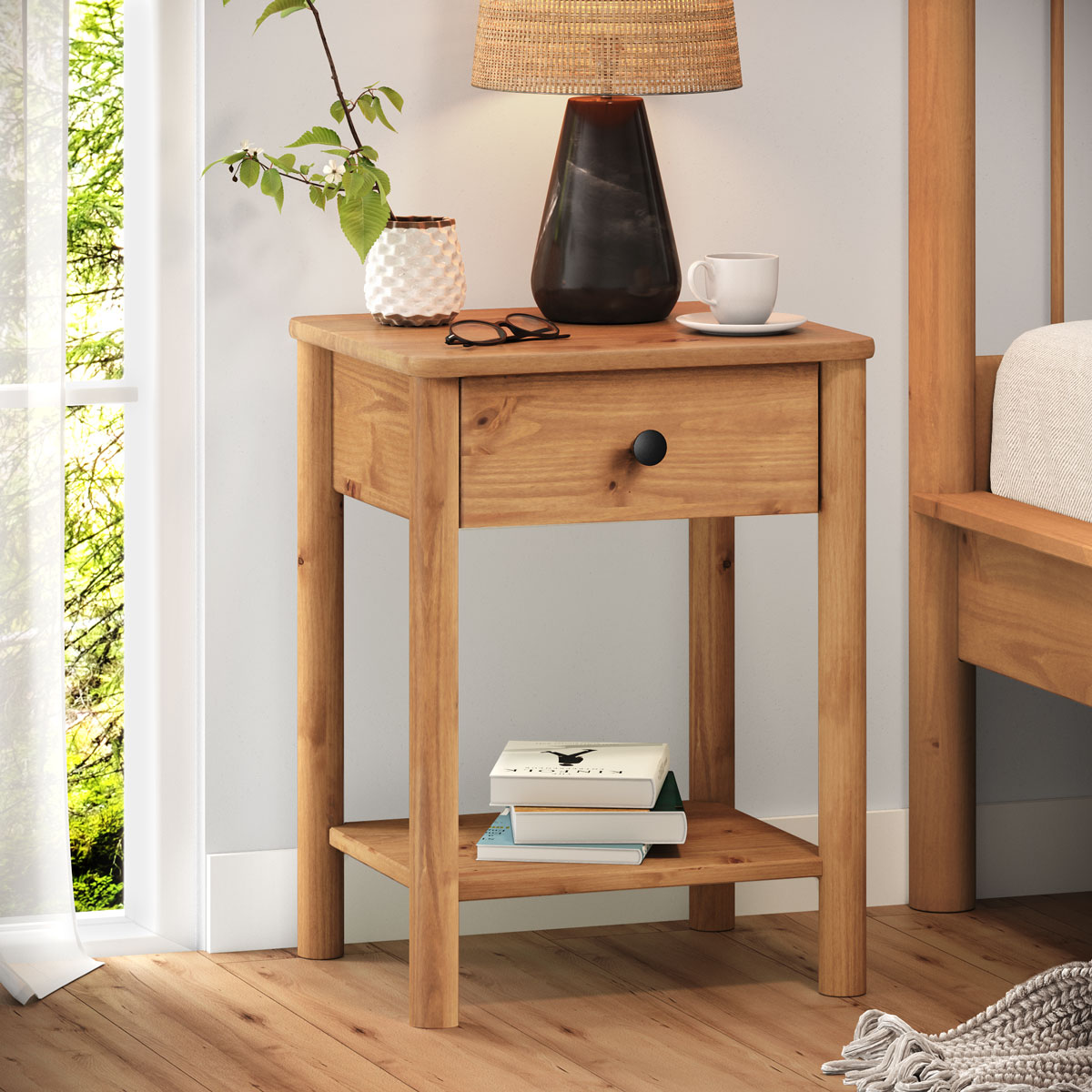 Mesa de Cabeceira Quarto Madeirado 1 Gaveta Rústico Apoana
