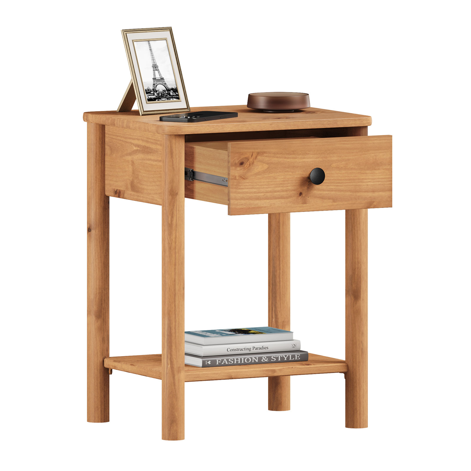 Mesa de Cabeceira Quarto Madeirado 1 Gaveta Rústico Apoana
