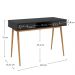 Mesa de Estudo Quarto Retrô Minimalista Madeira Sofisticada Preto Freijó Kim