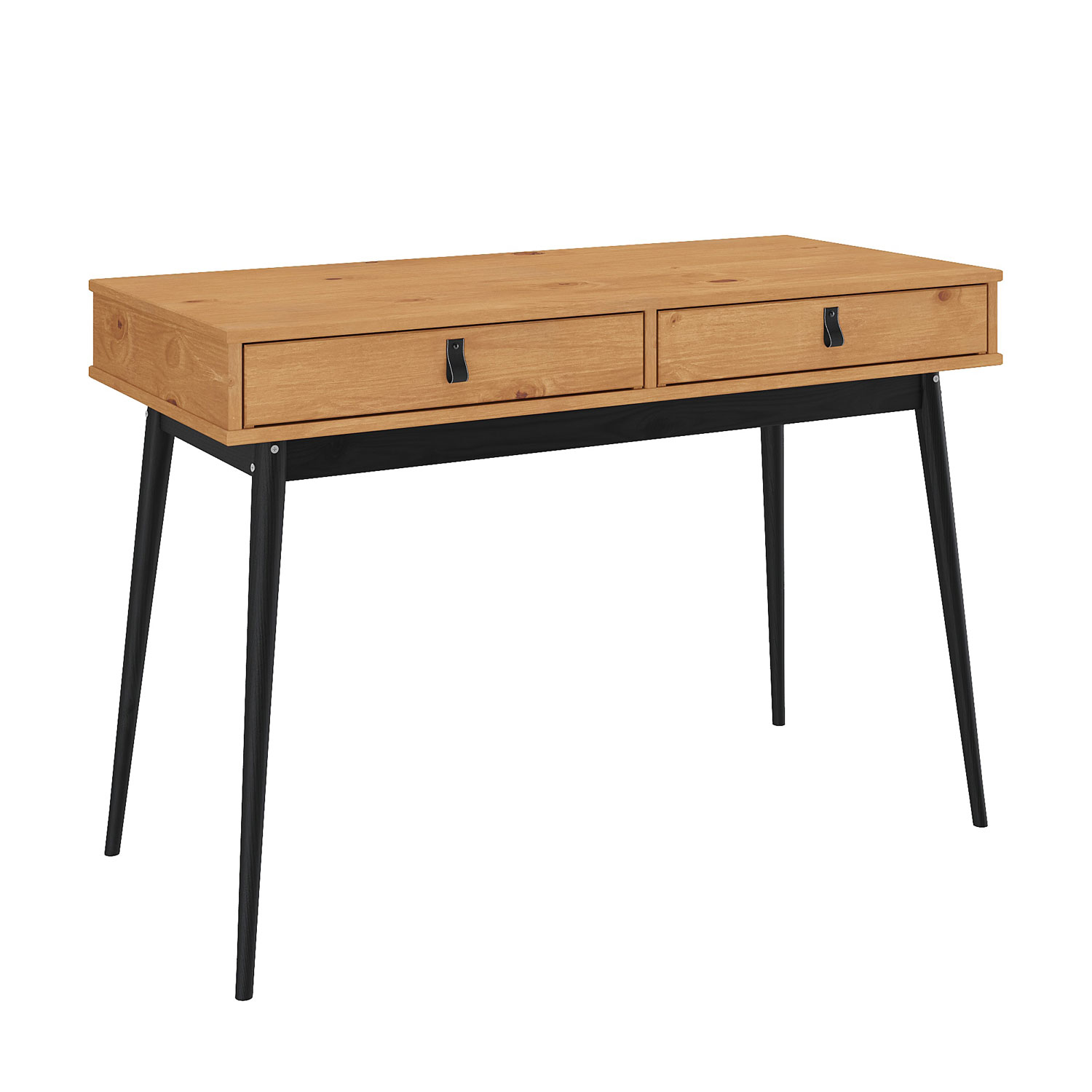 Mesa de Trabalho Escandinava Retrô 2 Gav Madeira Freijó Preto Wanda