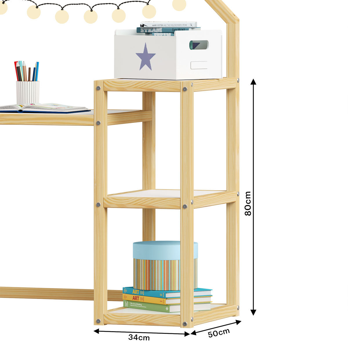 Mesinha Infantil Montessori Madeira Escrivaninha Nivia Natural branco