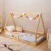 Mini Cama Infantil Montessoriana Casinha de madeira com estrado Wilma Natural