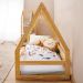 Mini Cama Infantil Montessoriana Casinha de madeira com estrado Wilma Natural