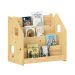 Porta Livros Madeira de Chão 4 Nichos Revisteiro Bruno Natural
