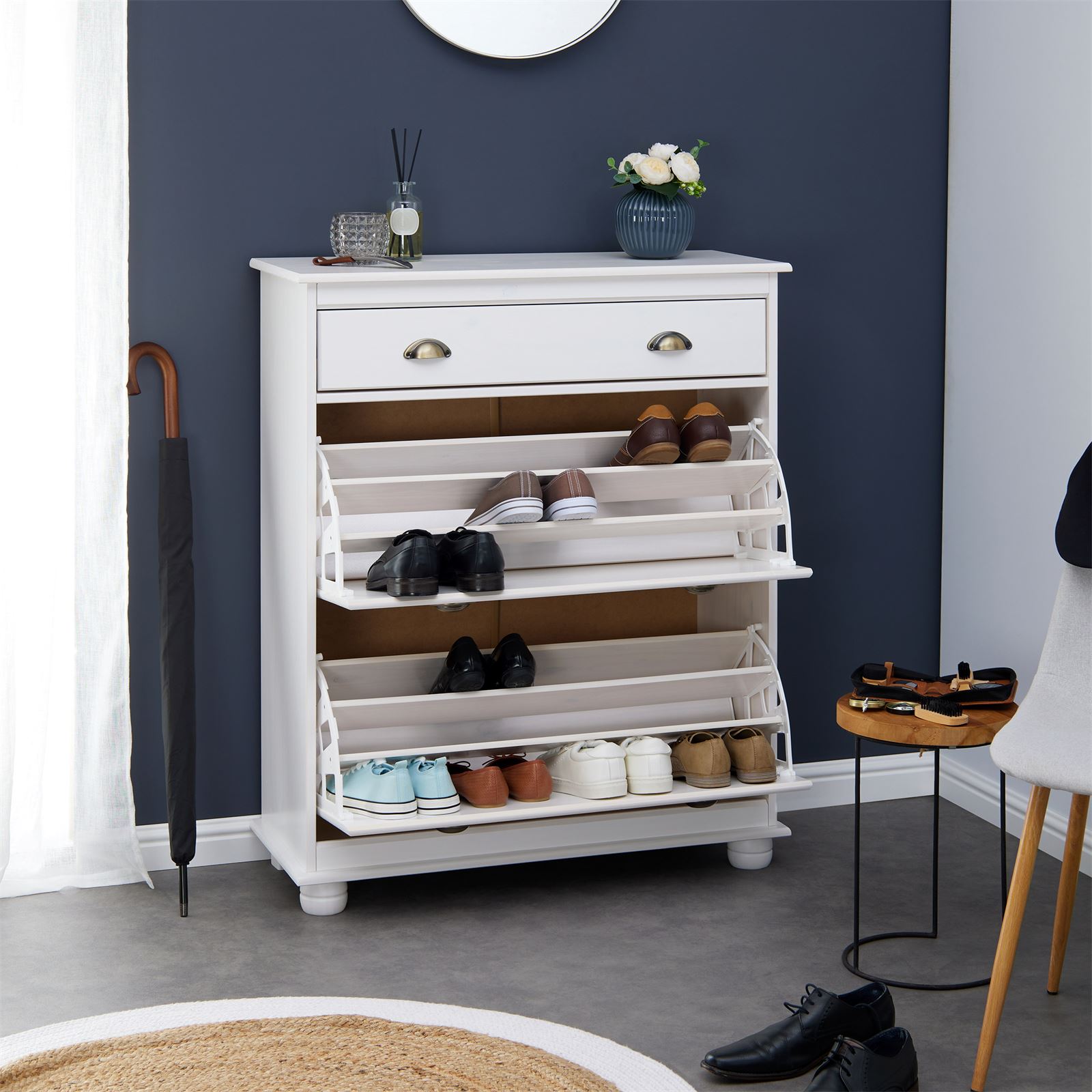 Sapateira Basculante Madeira 2 Portas  20 Pares Colmar Branco