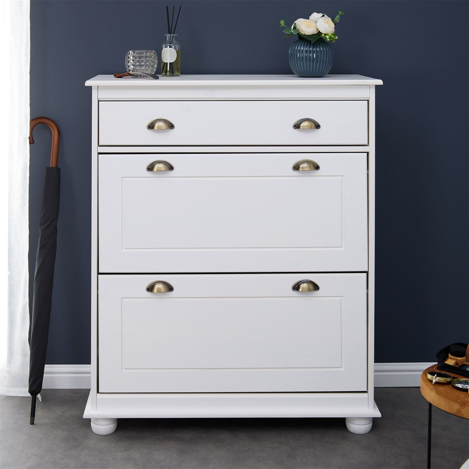 Sapateira Basculante Madeira 2 Portas  20 Pares Colmar Branco