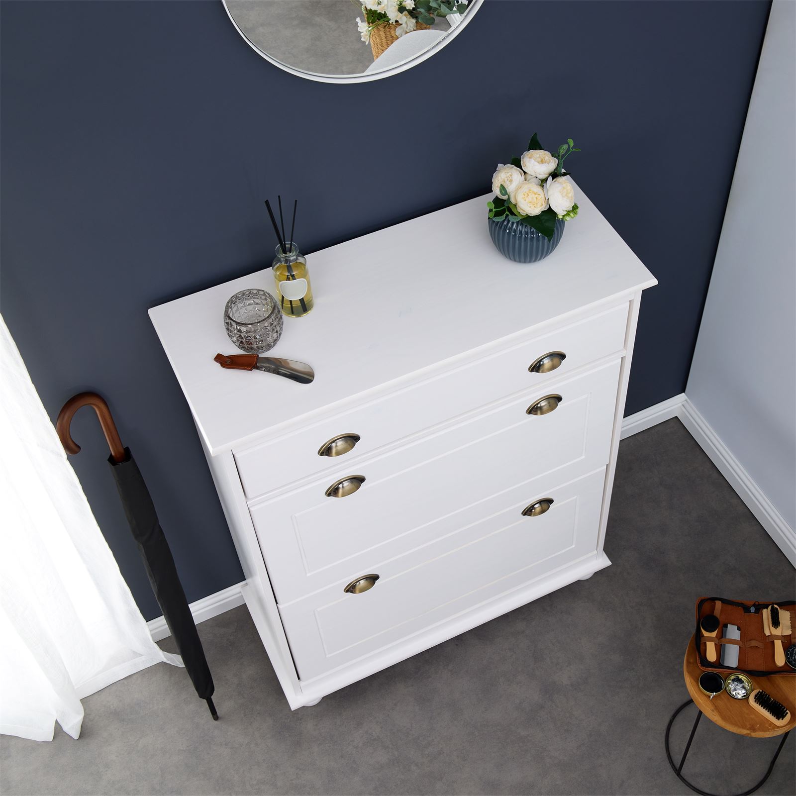 Sapateira Basculante Madeira 2 Portas  20 Pares Colmar Branco