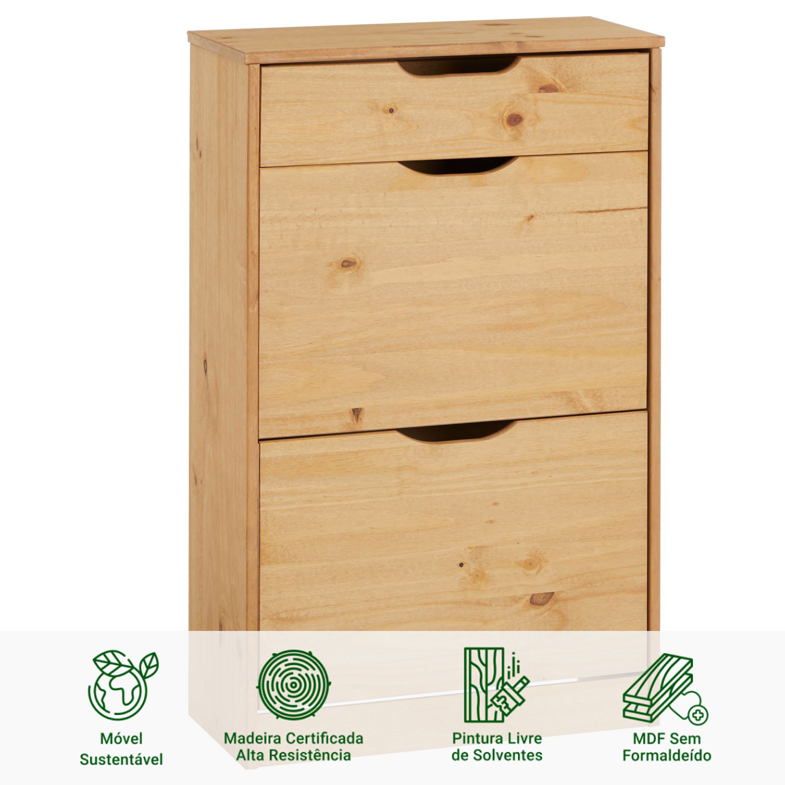 Sapateira Basculante Rustico Moderno 12 pares 3 Gav de Madeira