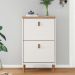 Sapateira Compacta Vertical 2 Portas Madeira 12 Pares Branco Freijó Mikka