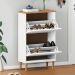 Sapateira Compacta Vertical 2 Portas Madeira 12 Pares Branco Freijó Mikka