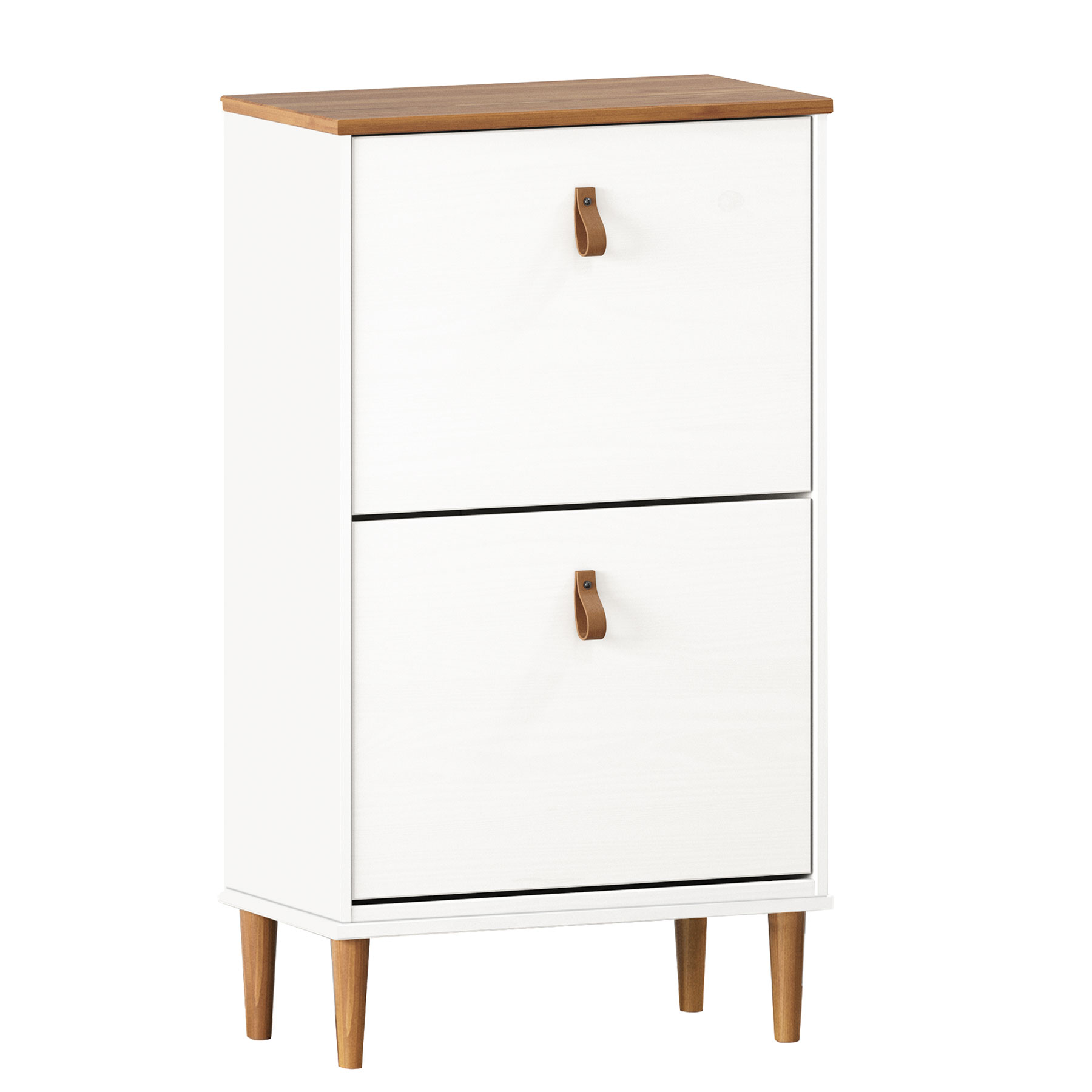 Sapateira Compacta Vertical 2 Portas Madeira 12 Pares Branco Freijó Mikka