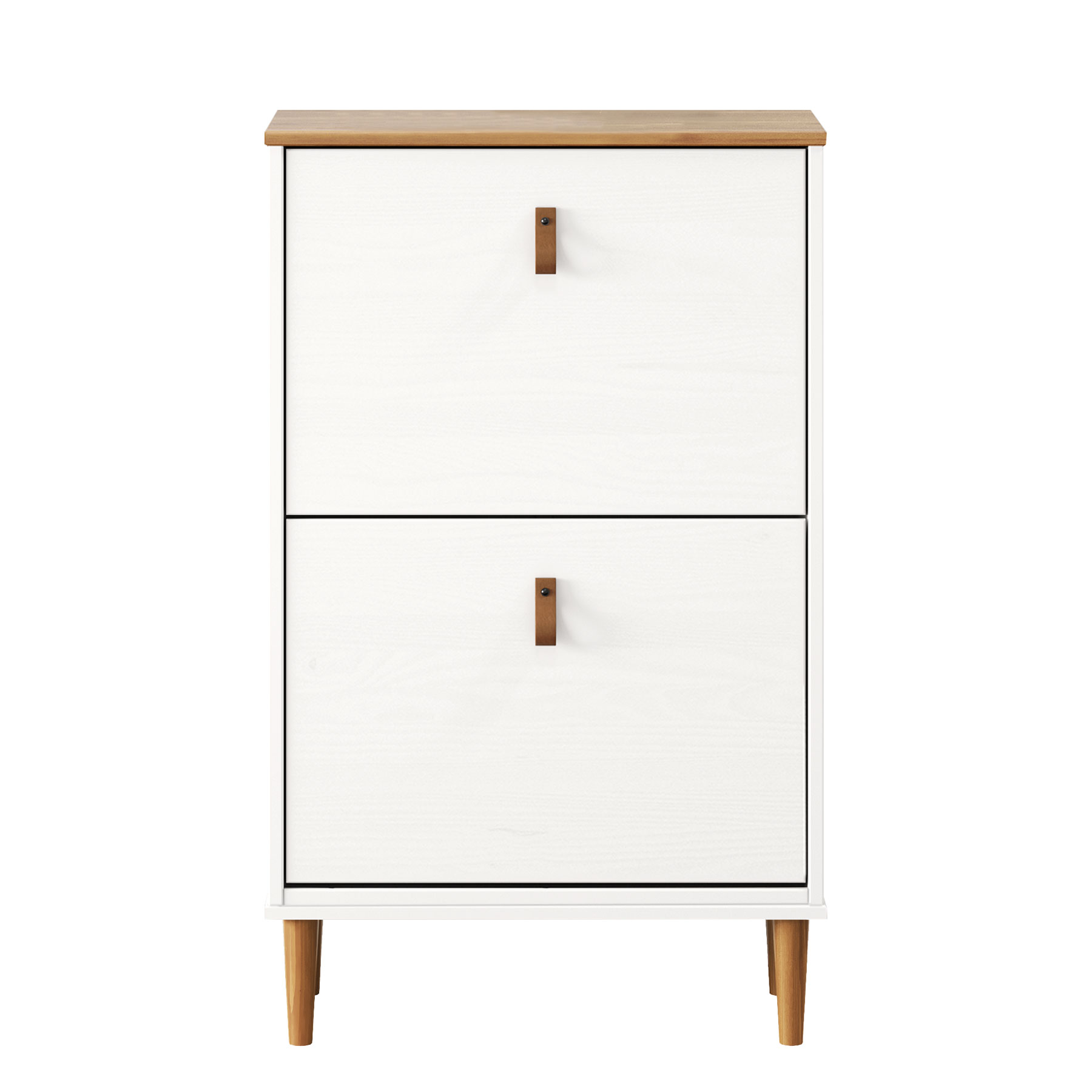 Sapateira Compacta Vertical 2 Portas Madeira 12 Pares Branco Freijó Mikka