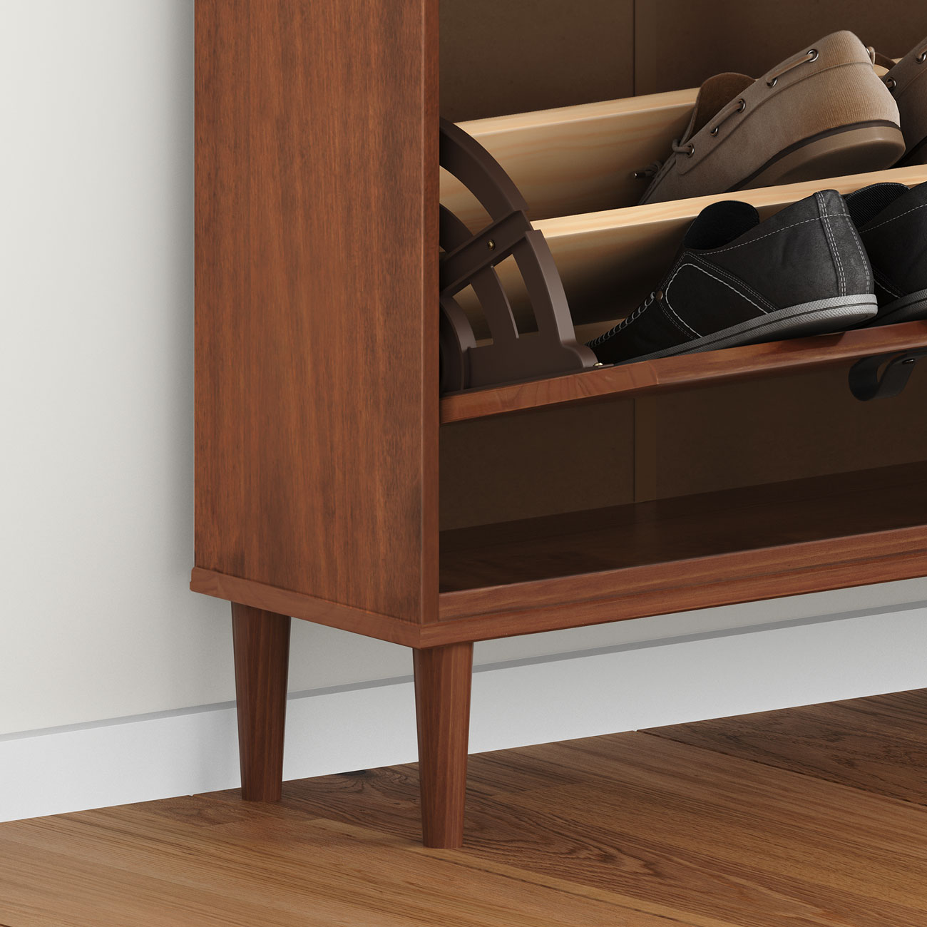 Sapateira Madeira Horizontal Organizadora 4 Portas Mikka Castanho