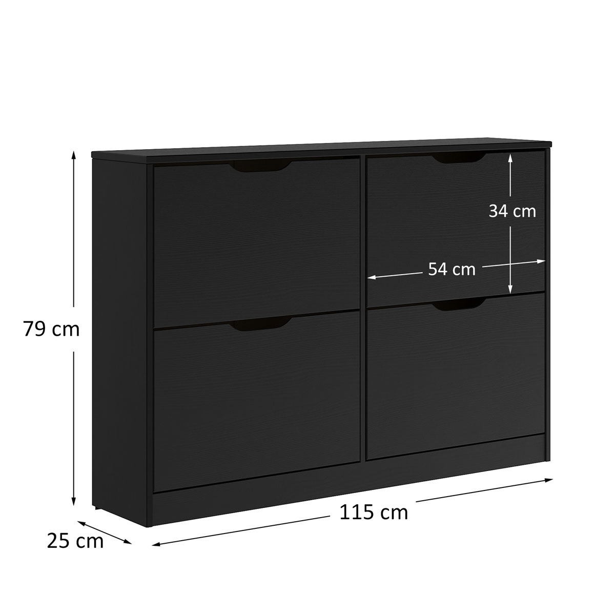 Sapateira Preta Horizontal Basculante Madeira 24 Pares Basil