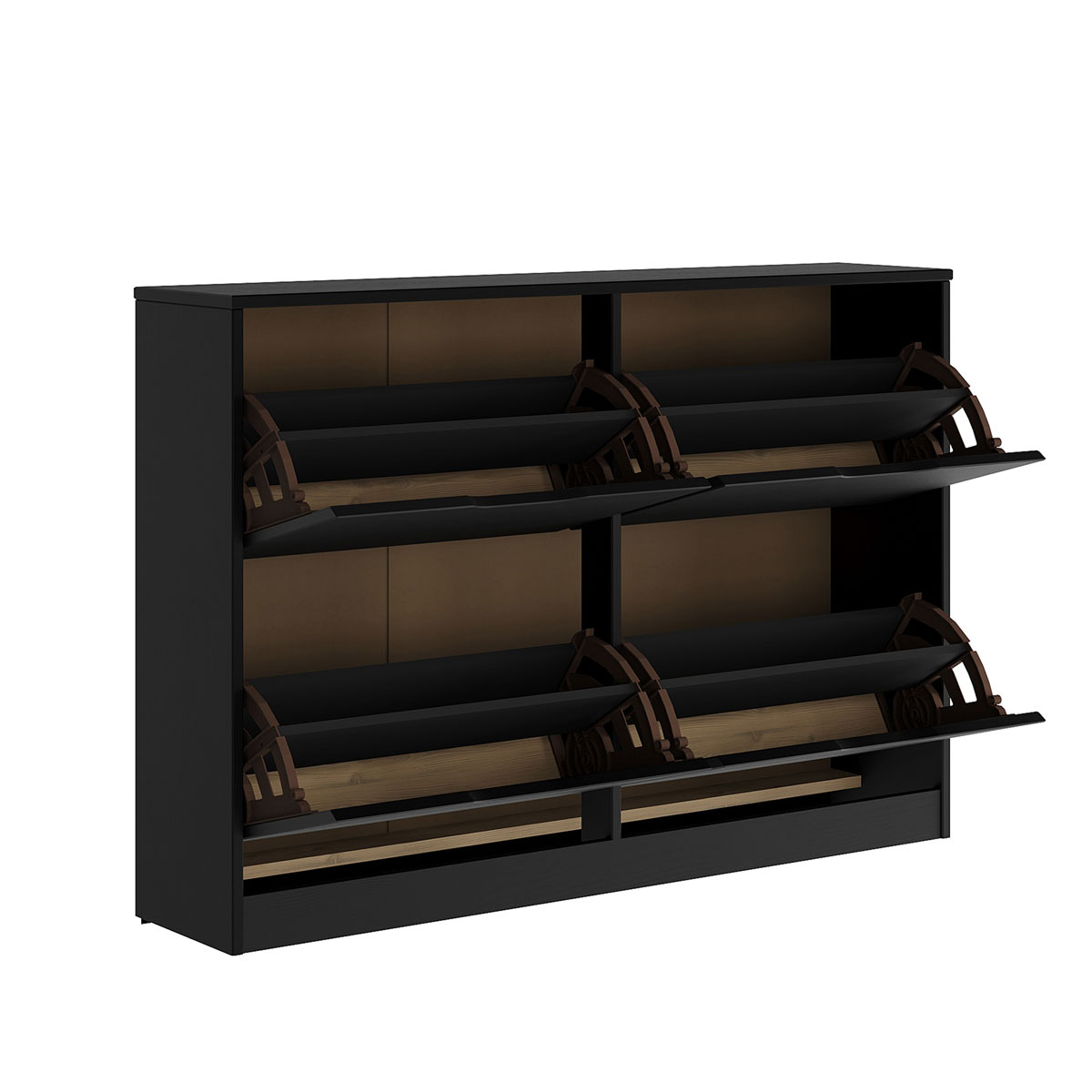 Sapateira Preta Horizontal Basculante Madeira 24 Pares Basil