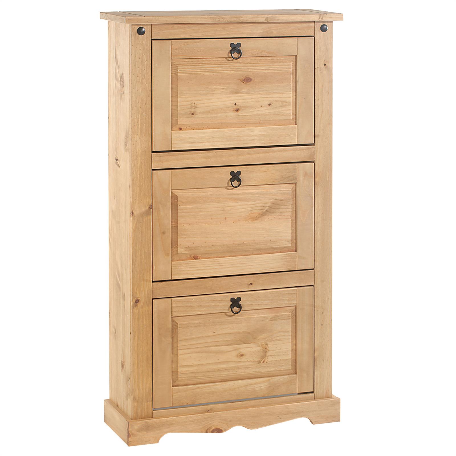 Sapateira Vertical Organizadora Madeira 3 Portas 15 Pares Rustico