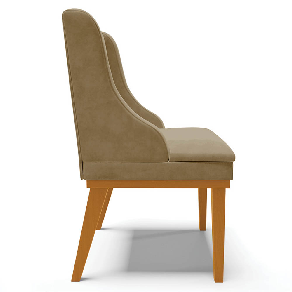 Cadeira Estofada para Sala de Jantar Base Fixa de Madeira Castanho Lia Suede Marrom RT - Ibiza