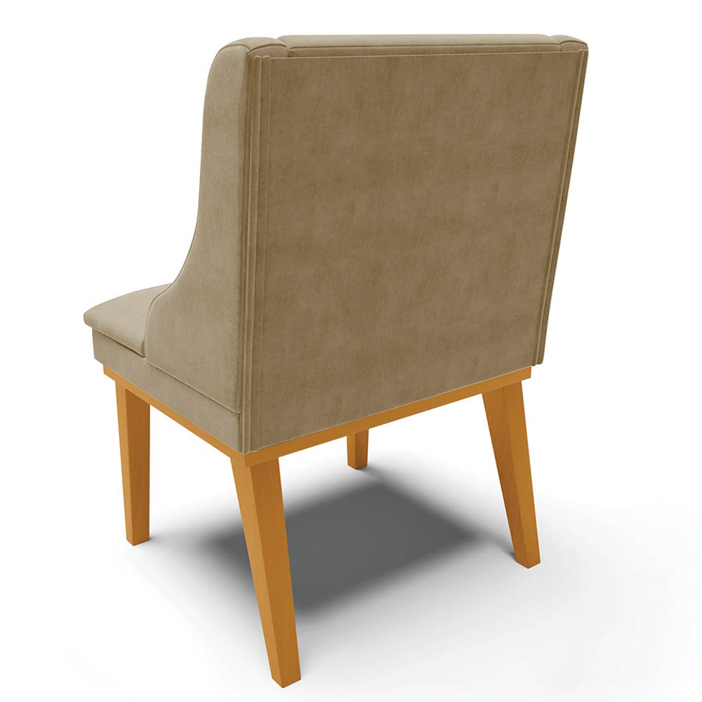Cadeira Estofada para Sala de Jantar Base Fixa de Madeira Castanho Lia Suede Marrom RT - Ibiza