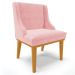 Cadeira Estofada para Sala de Jantar Base Fixa de Madeira Castanho Lia Suede Rosa bebê - Ibiza