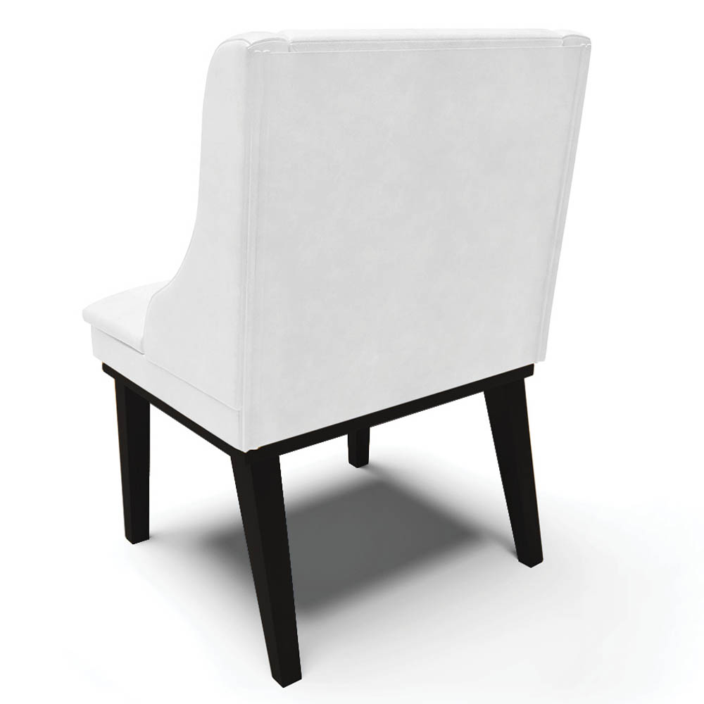 Cadeira Estofada para Sala de Jantar Base Fixa de Madeira Preto Lia Sintético Premium Branco - Ibiza