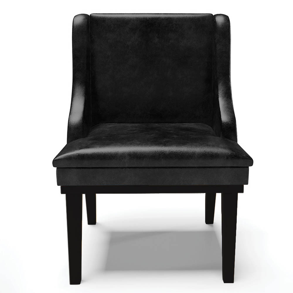 Cadeira Estofada para Sala de Jantar Base Fixa de Madeira Preto Lia Sintético Premium Preto - Ibiza