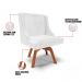 Cadeira Estofada para Sala de Jantar Base Giratória de Madeira Lia Sintético Premium Branco - Ibiza