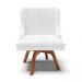 Cadeira Estofada para Sala de Jantar Base Giratória de Madeira Lia Sintético Premium Branco - Ibiza