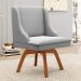 Cadeira Estofada para Sala de Jantar Base Giratória de Madeira Lia Suede Cinza - Ibiza