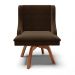 Cadeira Estofada para Sala de Jantar Base Giratória de Madeira Lia Suede Marrom - Ibiza