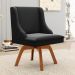 Cadeira Estofada para Sala de Jantar Base Giratória de Madeira Lia Suede Preto - Ibiza