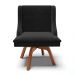 Cadeira Estofada para Sala de Jantar Base Giratória de Madeira Lia Suede Preto - Ibiza