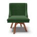 Cadeira Estofada para Sala de Jantar Base Giratória de Madeira Lia Suede Verde - Ibiza