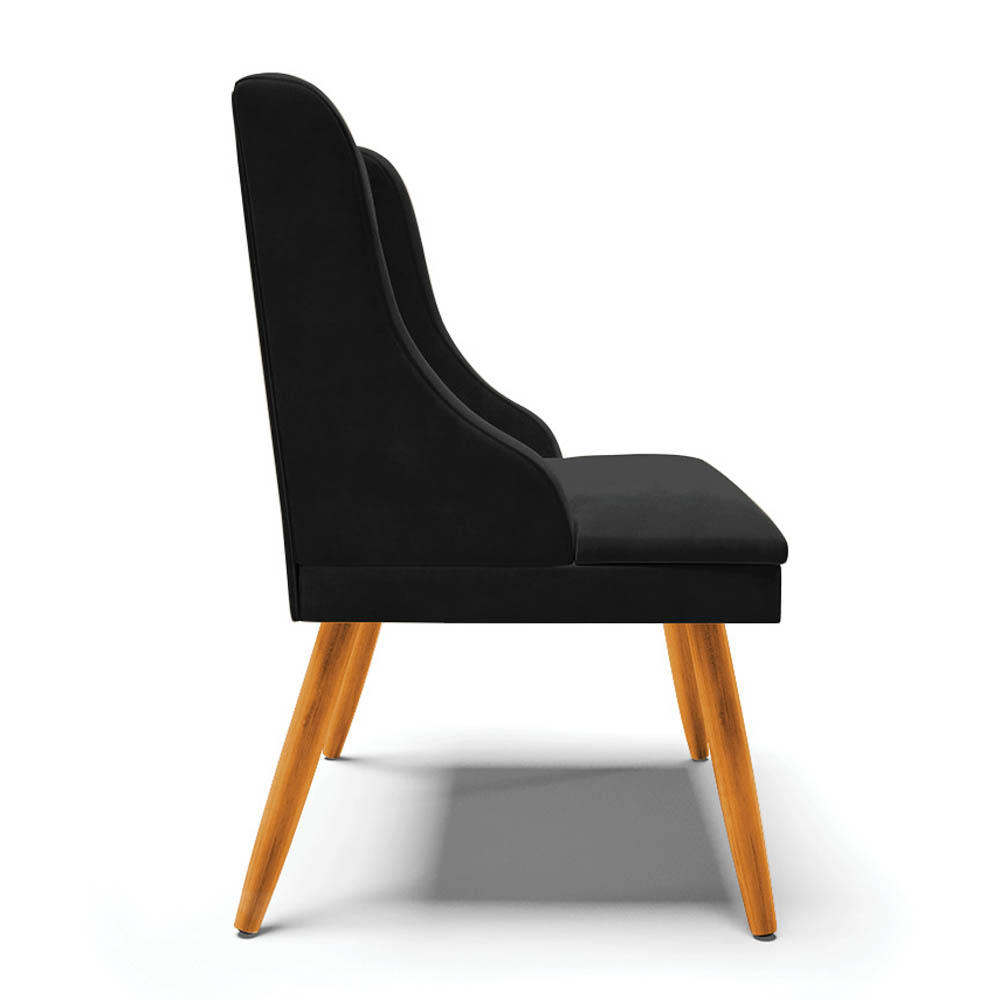 Cadeira Estofada para Sala de Jantar Pés Palito Lia Suede Preto - Ibiza