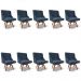 Kit 10 Cadeiras Estofadas Giratória para Sala de Jantar Lia Suede Azul Marinho - Ibiza