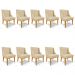 Kit 10 Cadeiras Estofadas para Sala de Jantar Base Fixa de Madeira Castanho Lia Veludo Off White - Ibiza