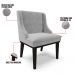 Kit 10 Cadeiras Estofadas para Sala de Jantar Base Fixa de Madeira Preto Lia Suede Cinza - Ibiza