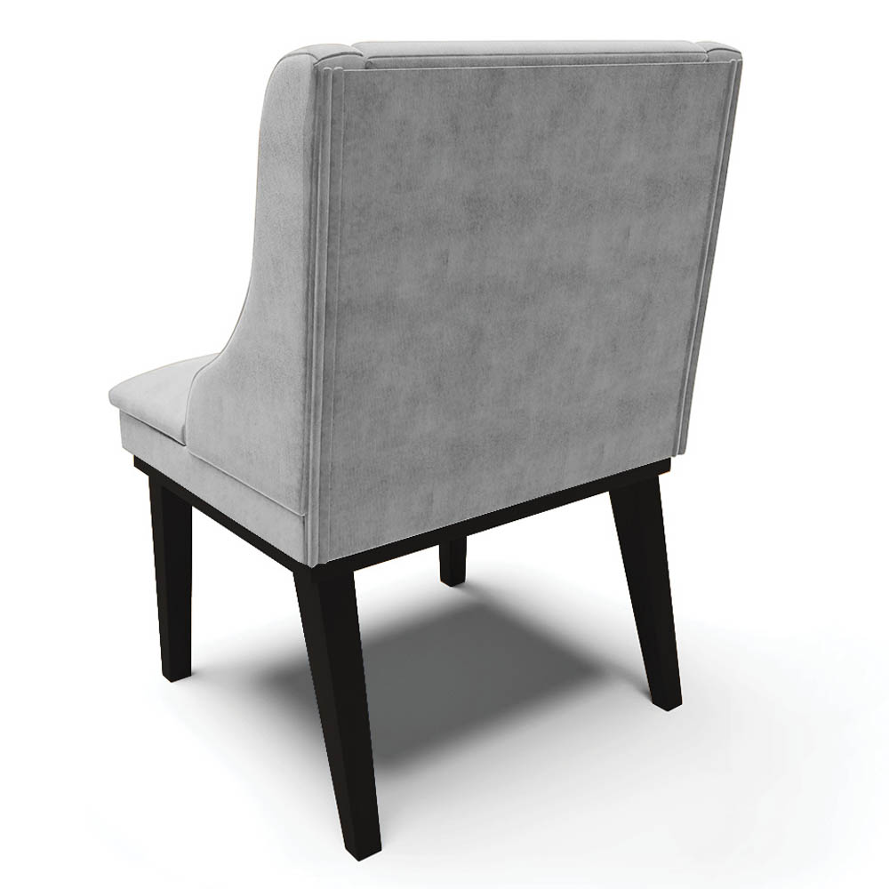 Kit 10 Cadeiras Estofadas para Sala de Jantar Base Fixa de Madeira Preto Lia Suede Cinza - Ibiza