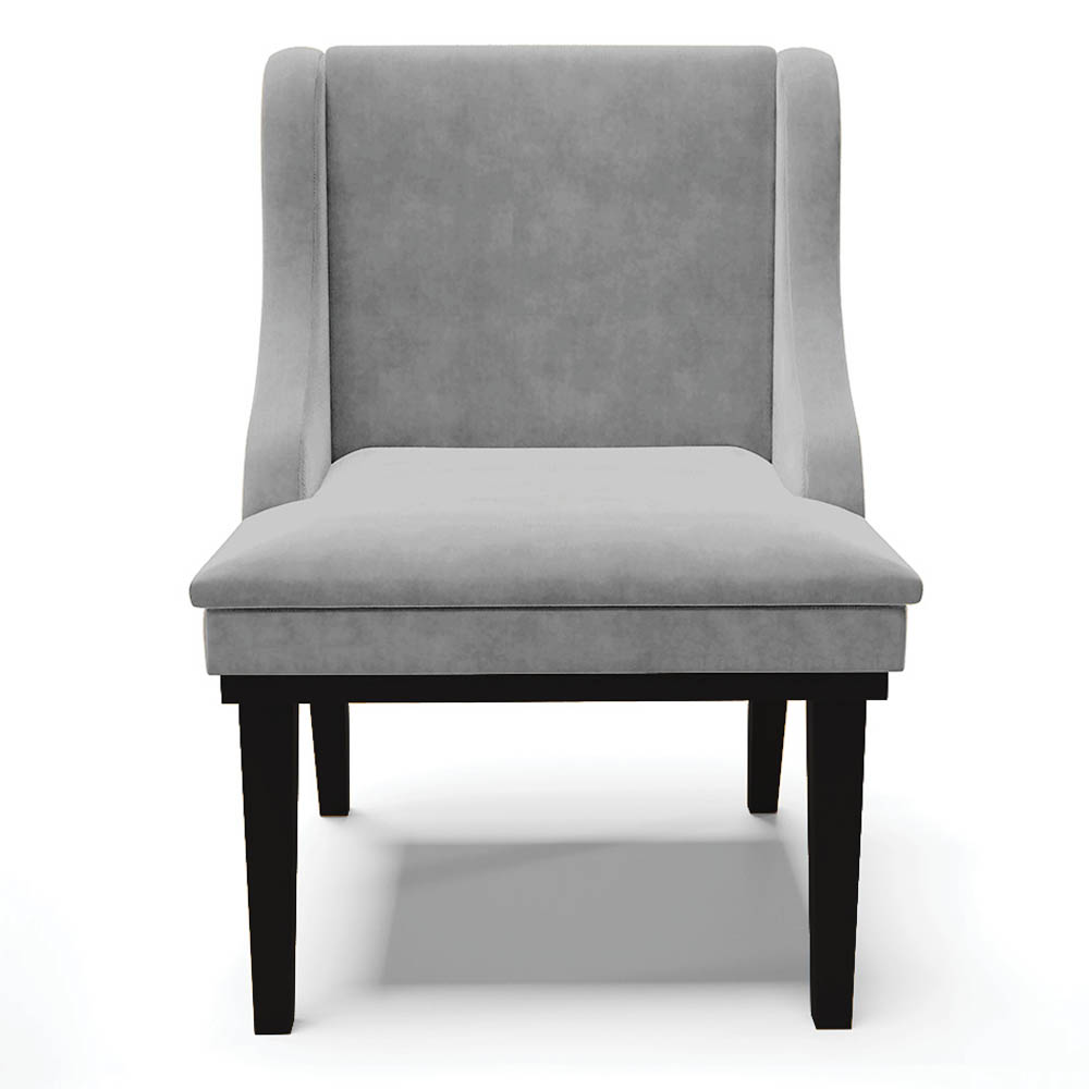 Kit 10 Cadeiras Estofadas para Sala de Jantar Base Fixa de Madeira Preto Lia Suede Cinza - Ibiza
