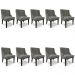 Kit 10 Cadeiras Estofadas para Sala de Jantar Base Fixa de Madeira Preto Lia Suede Grafite - Ibiza
