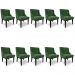 Kit 10 Cadeiras Estofadas para Sala de Jantar Base Fixa de Madeira Preto Lia Suede Verde - Ibiza
