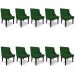 Kit 10 Cadeiras Estofadas para Sala de Jantar Base Fixa de Madeira Preto Lia Veludo Luxo Verde - Ibiza